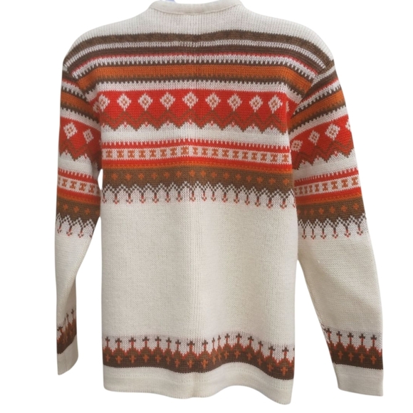 Vintage Nordic Fair Isle Wool Cardigan Sweater M L - Picture 5 of 5
